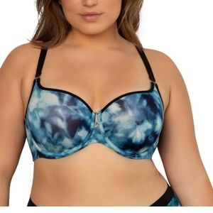 Curvy Couture Blue and Black Intimates Underwire Bra
